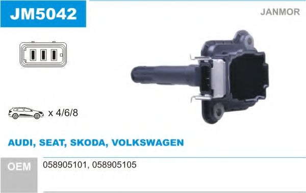 Котушка запалювання Audi A4/A6/VW Passat/Golf IV 1.8T 2.7T 97- (1 CYL)