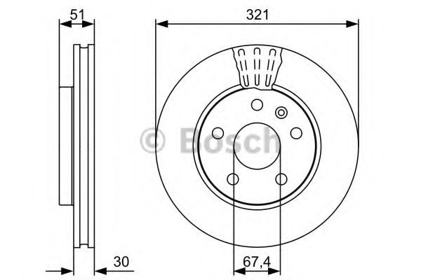 BOSCH - 0 986 479 544 - (R17")Гальмівний диск передній Ø 321mm Opel Insignia 08-