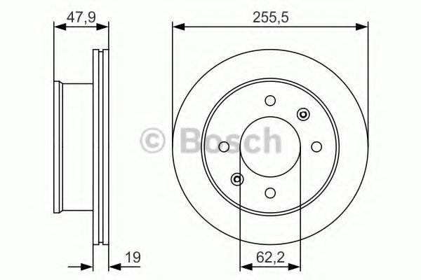 BOSCH - 0 986 479 S21 - Гальмівний диск HYUNDAI Getz 255,5 mm''F ''1,1-1,6 ''02->>1 PR2