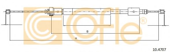 COFLE - 10.4707 - Трос ручного гальма Citroen Berlingo 1.1i/1.4i,1.6 16V 96-97-