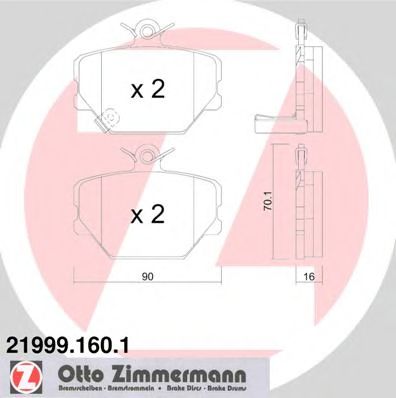 ZIMMERMANN - 21999.160.1 - Колодки гальмівні дискові