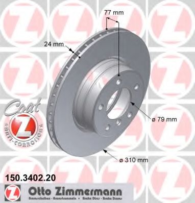 ZIMMERMANN - 150.3402.20 - Гальмівний  диск перед. BMW 520i/525i/525d(E60) 7.03-(310x24mm