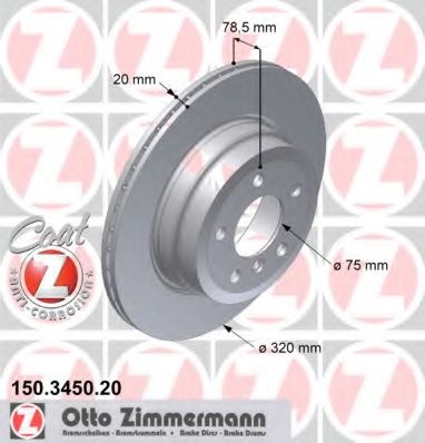 ZIMMERMANN - 150.3450.20 - Диск гальмівний зад. BMW  X5 (E70), X5 (F15, F85), X6 (E71, E72), X6 (F16, F86) 2.0D-3.0D 10.06-07.19