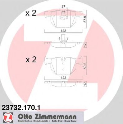 ZIMMERMANN - 23732.170.1 - Гальмівнi колодки дисковi зад. Bmw 5(E60) 03-/ 7 (E65/E66) 3.0-6.0 02-/6 Cabriolet (E64) 630i 09.04