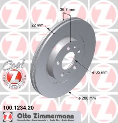 ZIMMERMANN - 100.1234.20 - Диск гальмівний  VW Golf IV /Bora 99->
