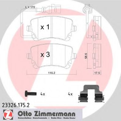 ZIMMERMANN - 23326.175.2 - Гальмiвнi колодки дисковi з пружинками
