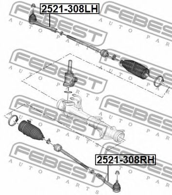 FEBEST - 2521-308LH - НАКОНЕЧНИК РУЛЕВОЙ ЛЕВЫЙ