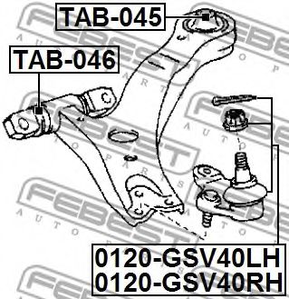 FEBEST - 0120-GSV40RH - Кульова опора нижня права Toyota Camry 2.4 06-