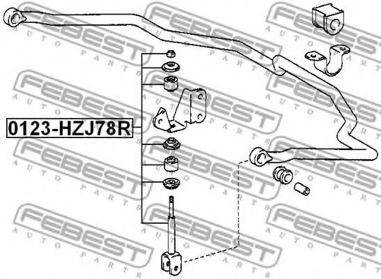 FEBEST - 0123-HZJ78R - Тяга стабілізатора зад. (з втулками) Toyota Land Cruiser 4.7I 32V,4.2TDI 24V 98.01-/Lexus LX470 4.7I 32V 98.01-