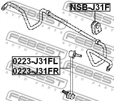 FEBEST - 0223-J31FL - Тяга стабілізатора пер.ліва Nissan Teana 06-