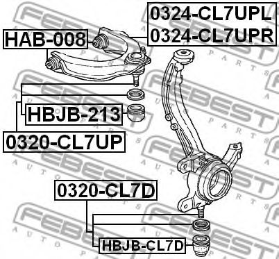 FEBEST - 0320-CL7UP - Кульова опора важеля передн. верхн. Honda Accord, 02-08