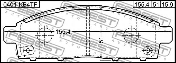 FEBEST - 0401-KB4TF - КОЛОДКИ ТОРМОЗНЫЕ ПЕРЕДНИЕ