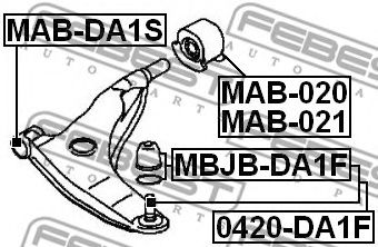 FEBEST - 0420-DA1F - Опора шаровая MITSUBISHI CARISMA, SPACE STAR 95-06 перед. мост с двух сторон (Пр-во FEBEST)