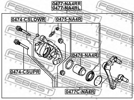 FEBEST - 0474-CSLOWR - Направляюча супорта задн. (1шт.) Citroen C4 12- /Mitsubishi ASX 10- , Grandis, Lancer 03- , Outlander 03-12 /Peugeot 4007  07- , 4008  12-  (Akebono 10mm)