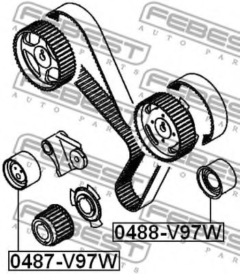 FEBEST - 0487-V97W - РОЛИК НАТЯЖИТЕЛЯ РЕМНЯ ГРМ