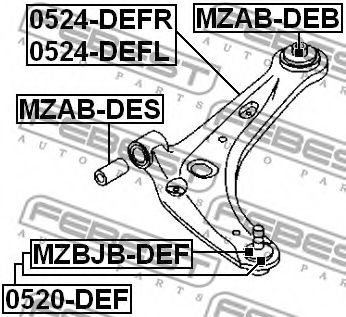 FEBEST - 0520-DEF - ОПОРА ШАРОВАЯ MAZDA 2 DE 2007-