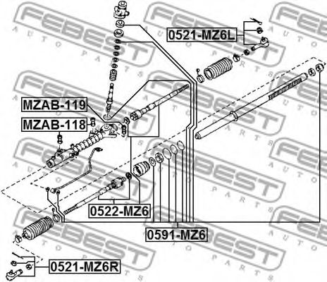 FEBEST - 0521-MZ6L - НАКОНЕЧНИК РУЛЕВОЙ ЛЕВЫЙ MAZDA 6 GG 2002-2008