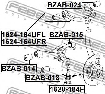 FEBEST - 1624-164UFR - РЫЧАГ ПЕРЕДНИЙ ВЕРХНИЙ ПРАВЫЙ