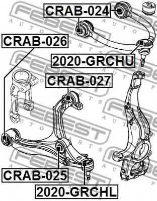 FEBEST - CRAB-025 - С/блок важеля передн. в центрі, зовні Jeep Grand Cherokee III