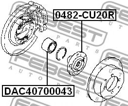 FEBEST - DAC40700043 - Підшипник ступиці задн.Mitsubishi Outlander 4X4 1.6/2.0 03-