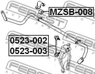 FEBEST - MZSB-008 - Втулка стабилизатора MAZDA 6 02-07 перед. мост с двух сторон (Пр-во FEBEST)