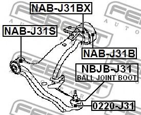 FEBEST - NAB-J31B - С/блок перед. нижнього важеля зад. Nissan Murano (Z50) 02-/Teana (J31) 03-
