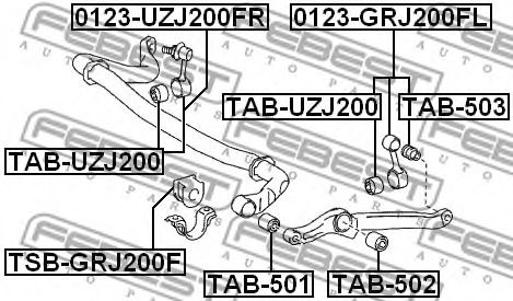 FEBEST - TAB-503 - ВТУЛКА СТОЙКИ ПЕРЕДНЕГО СТАБИЛИЗАТОРА TOYOTA LAND CRUISER 200 UZJ200/VDJ200 2007-