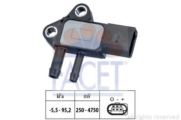 FACET - 10.3297 - Датчик тиску  каталізатора (сажевого фільтра) Audi A4 (B7), A6 (C6), A8, Q7 TDI 03- VW Caddy, Crafter, T5, Passat (B6) 2.0TDI 03-05, Touareg 5.0TDI 02-10