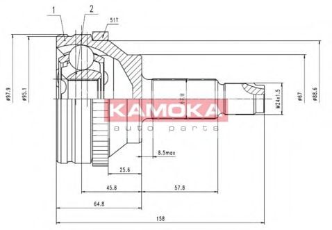 KAMOKA - 7088 - К-т шарнiрний привiдного валу