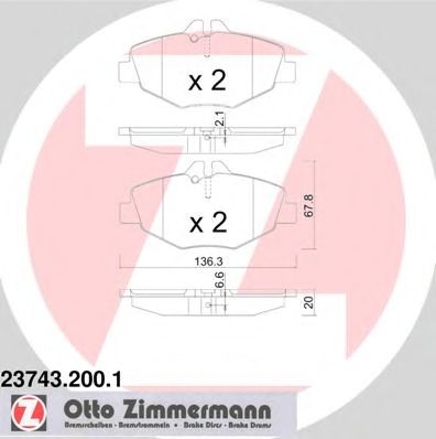 ZIMMERMANN - 23743.200.1 - Гальмівнi колодки дисковi перед. DB W211 E-klasa 02- (з дат.)