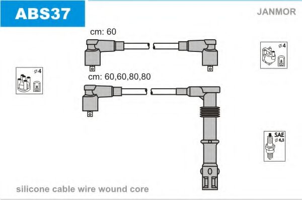 JANMOR - ABS37 - Провода В/В (силікон Wire Wound) VW Passat 1.8/2.0 16V -96