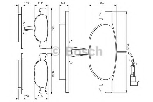 BOSCH - 0 986 424 246 - К-кт перед. гальм. колодок. Fiat Brava/Bravo 1.6I 16V, 1.8I 16V, 1.9TD 95.10- +ABS