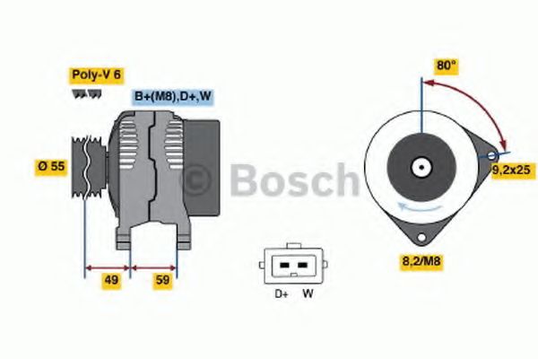 BOSCH - 0 123 310 020 - Генератор 70A VW Golf 1.4-2.0 93-