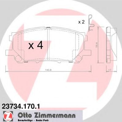 ZIMMERMANN - 23734.170.1 - Колодки гальмівні дискові