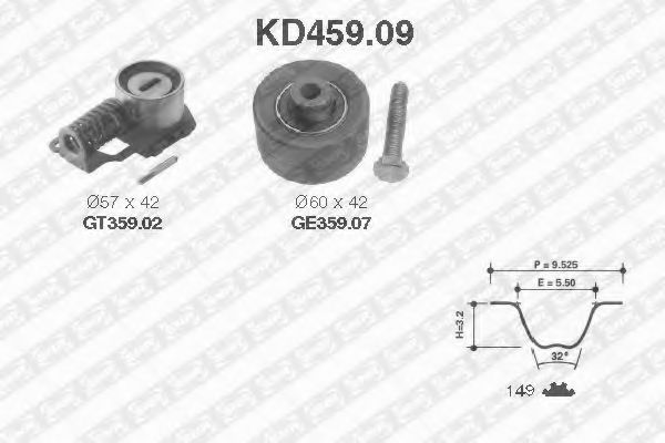 SNR - KD459.09 - Роликовий модуль натягувача ременя (ролик, ремінь)