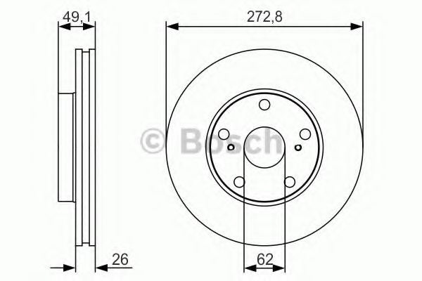 BOSCH - 0 986 479 S16 - Гальмівний диск TOYOTA Auris/Corolla ''F ''1,3-2,0 ''08>> PR2