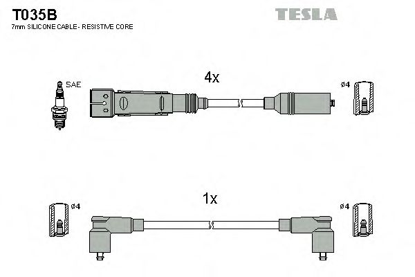 TESLA - T035B - Комплект кабелів високовольтних
