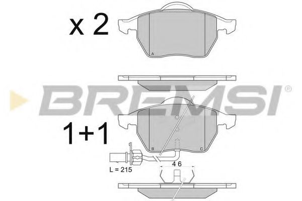 BREMSI - BP2816 - Тормозные колодки перед. Passat B5/Audi A4/A6 00-05 (с датчиком)