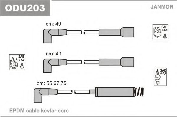 JANMOR - ODU203 - Провода в/в Opel 1,3-1,6