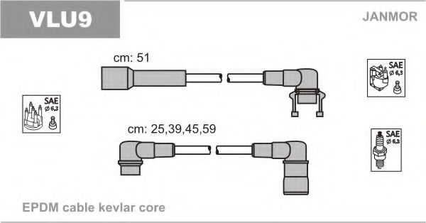 JANMOR - VLU9 - Провода (каучук) В/В Volvo 440-460 2.0 Turbo 88-