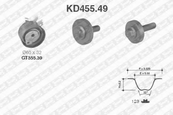SNR - KD455.49 - К-кт ГРМ Renault Kangoo/Megane II/Scenic II 1.5Dci 03-10