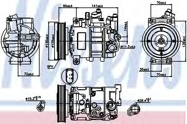 Компресор кондиціонера Audi A6 2.8-3.2 FSI 06-/PV6/d125/L57