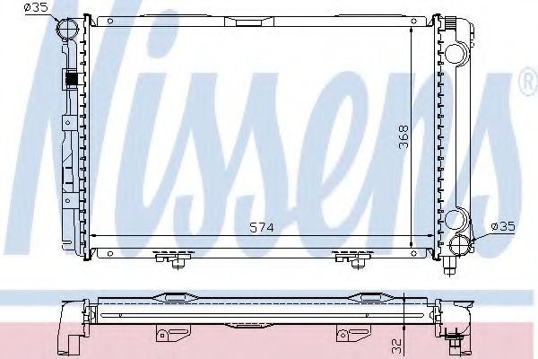 NISSENS - 62671A - Радіатор охолодження MB190 (W201) 2.0 OM201.023/ 2.0D OM(201.122/201.126) /E2.0 (201.024) 82-93