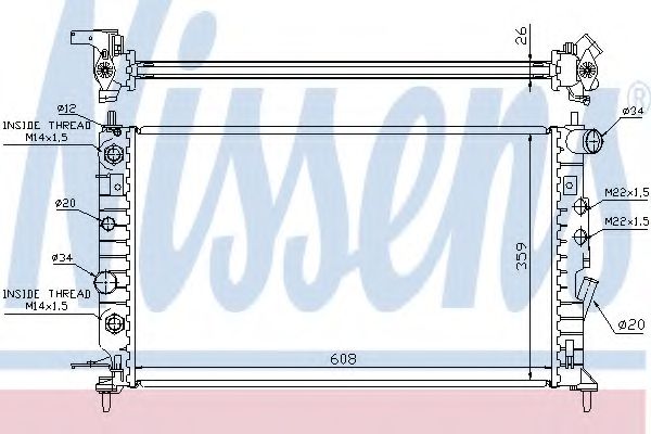 NISSENS - 63078 - Радіатор охолодження (для АКПП, +AC) Opel Vectra B 2.5 i V6  95-03