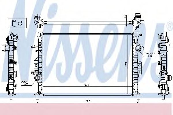 Радіатор охолодження (AT)  FORD C-MAX II, FOCUS III, GALAXY, GRAND C-MAX, MONDEO IV, S-MAX; LAND ROVER DISCOVERY SPORT, FREELANDER 2 1.5-4.4 05.05-