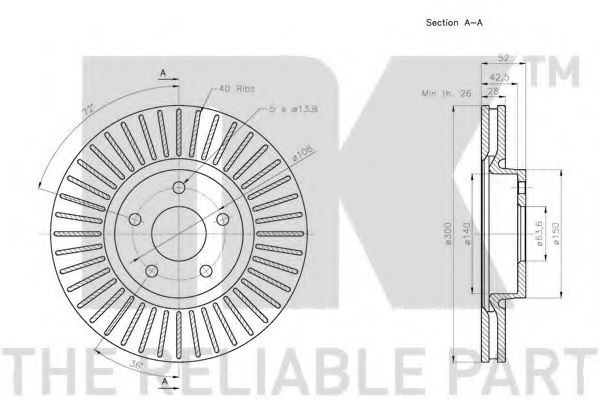 NK - 202581 - Гальмівний диск передній Ford Mondeo 1.6-2.5 03.07-01.15