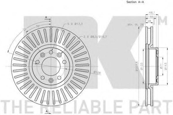 NK - 203742 - Гальмівний диск передній Citroen Berlingo, C4 , C5 Aircross, Grand C4 , Ds 7 1.2-2.2D 06.09-