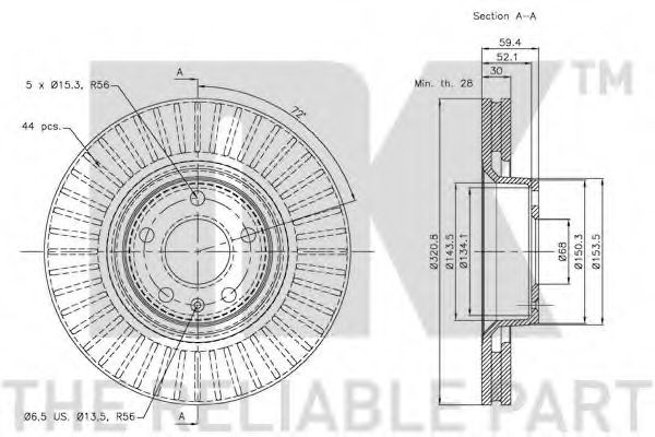 NK - 2047100 - Диск гальмiвний переднiй Audi A6 2.0/2.7 Tdi Avant 04-