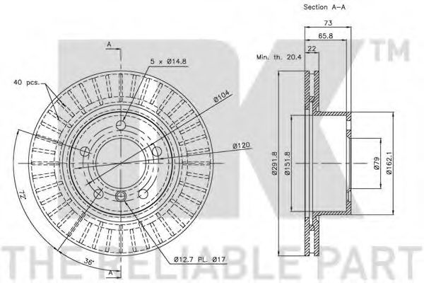 NK - 311555 - Диск гальмівний перед. BMW 1 (E81, E87) 04-