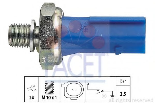 FACET - 7.0192 - Датчик тиску масла Audi 1.4/1.8/2.0TFSI/Skoda 1.4/1.8/2.0TSI/VW